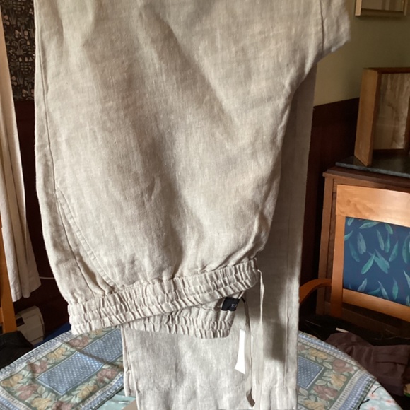 Talbots beige linen long pants, 1X, drawstring waist, NWOT - Picture 4 of 4